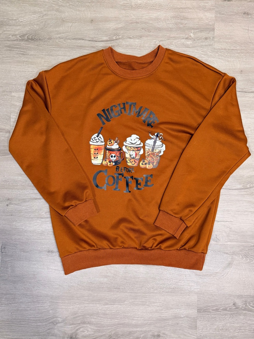 Rust Orange 'Nightmare Before Coffee' Men's Sweatshirt